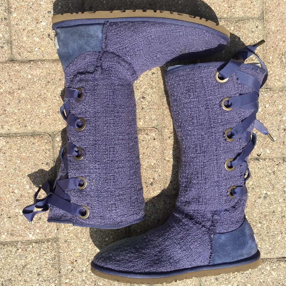 Denim Blue CANVAS LACE UP Grommets Slip On UGGs 9